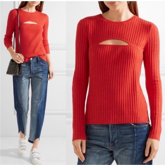 Frame Overlap Long Sleeves Keyhole Rib wool Sweater size M - Picture 1 of 8